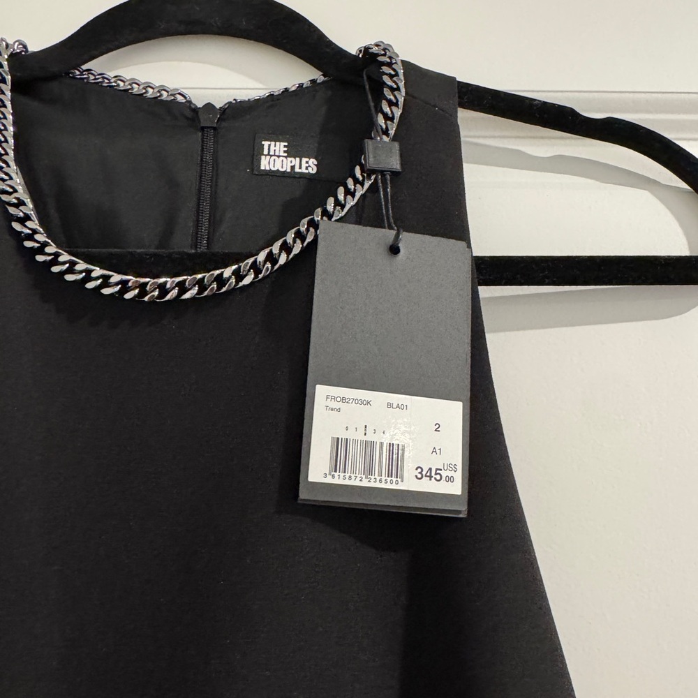 NWT The Kooples Black Sleeveless Top with Chain Detail